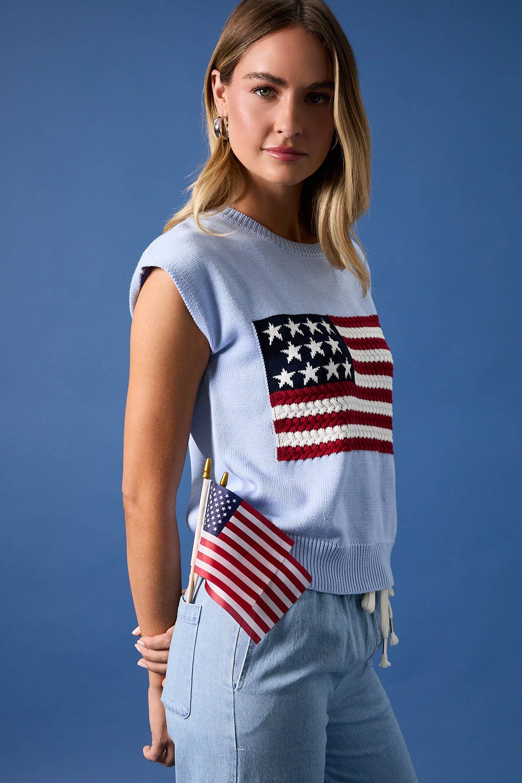 Round Neck Wide Shoulder USA Flag Sweater Unisex T-shirt, Sweatshirt, Hoodie, Long Sleeve Tee - T-Shirt, Sweatshirt, Hoodie