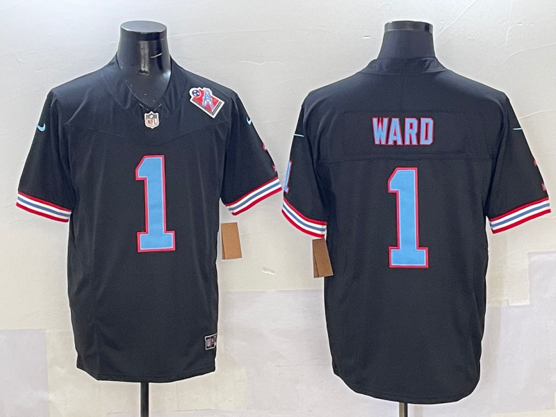 Men's Tennessee Titans Cameron Ward Black Game Jersey football jersey product view 1