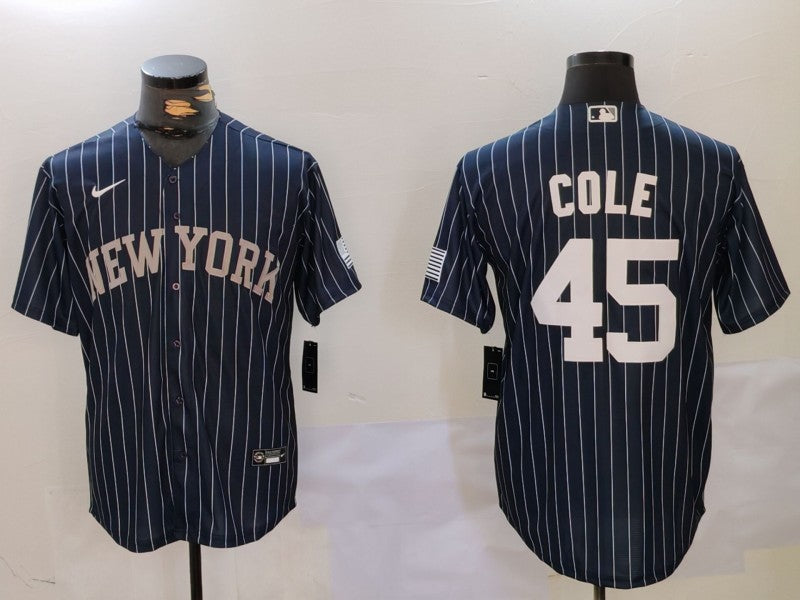 Men's New York Yankees Gerrit Cole Navy Player Jersey baseball jersey product view 1