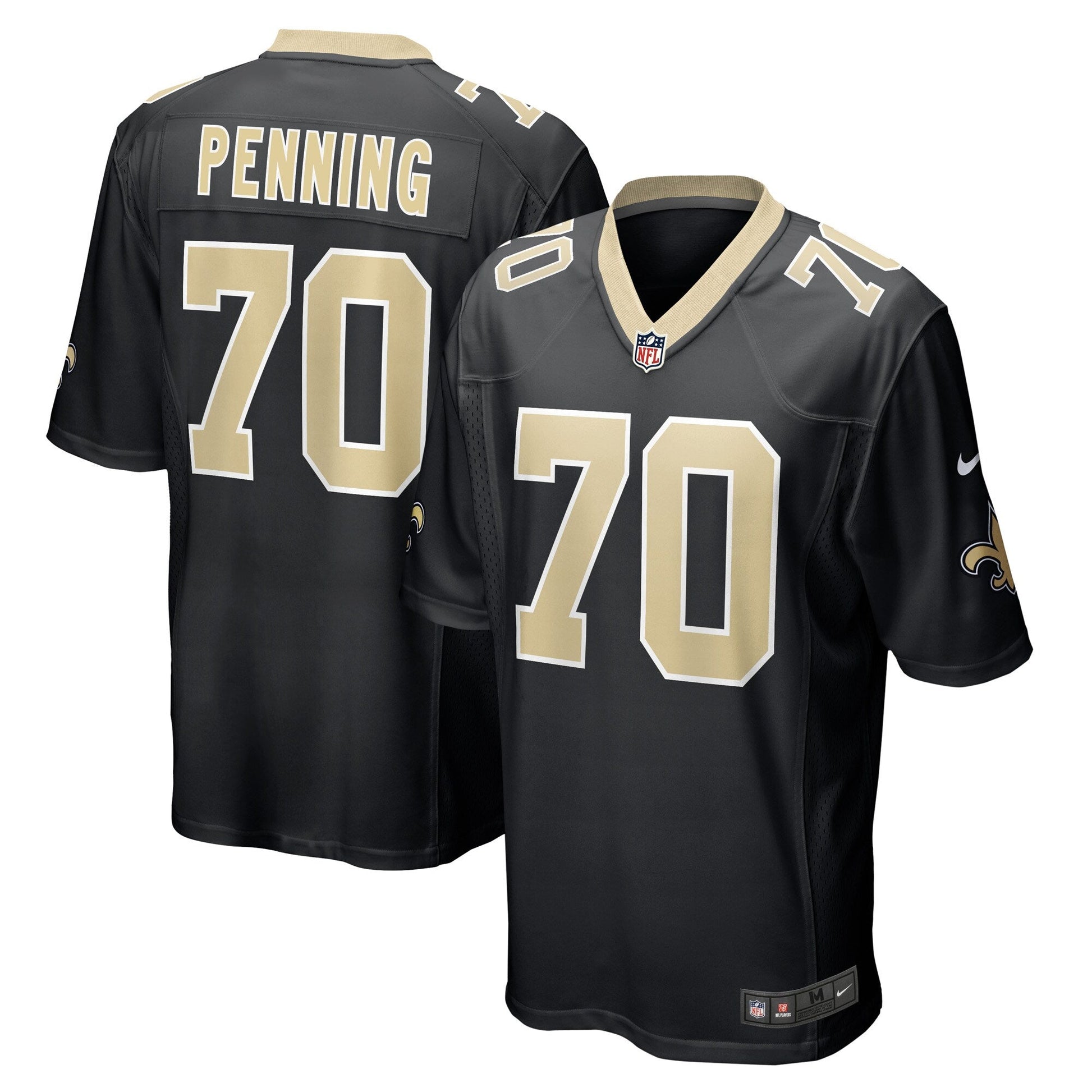 Trevor Penning New Orleans Saints Game Jersey - Black football jersey product view 1