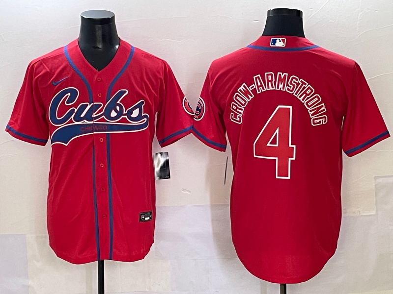 Men's Chicago Cubs Pete Crow-Armstrong Red Replica Player Jersey baseball jersey product view 1