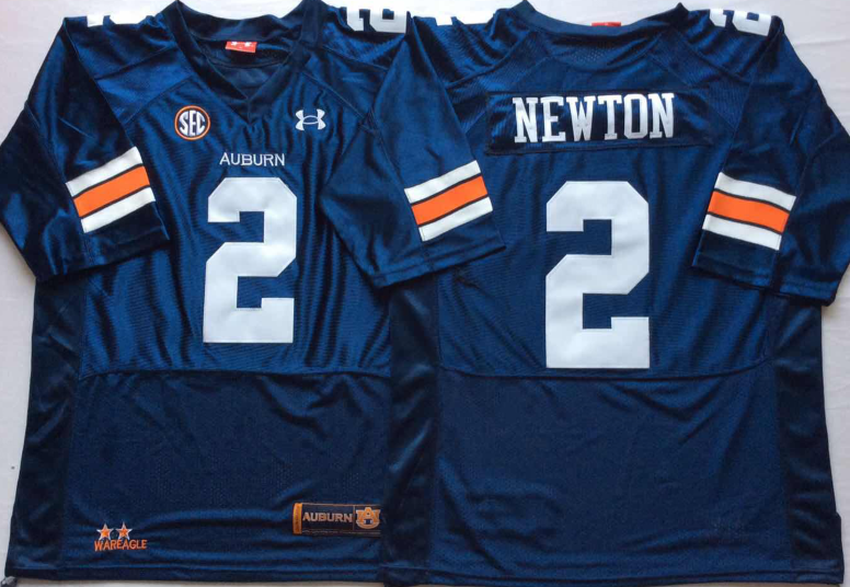 Men's Auburn Tigers Cam Newton #2 Navy Team Player Game Jersey sports jersey product view 1