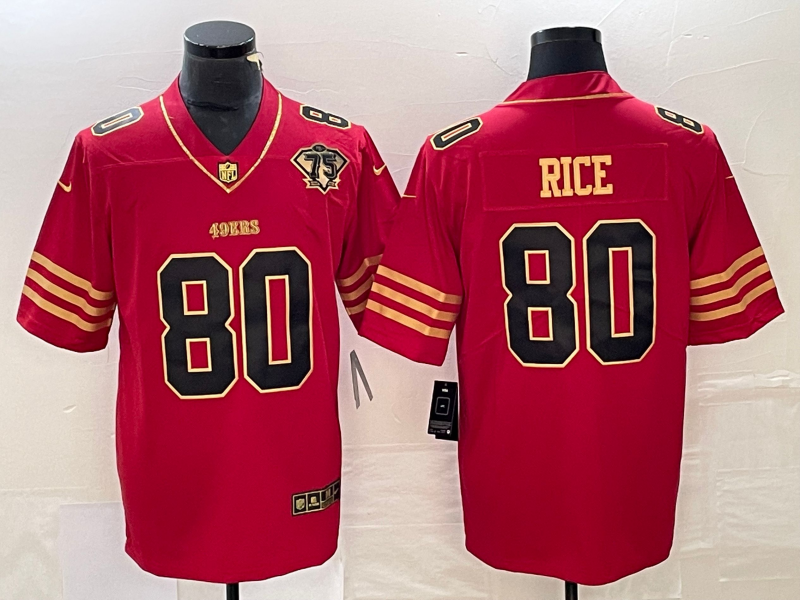 Men's San Francisco 49ers Jerry Rice Scarlet Vapor Elite Retired Player Jersey football jersey product view 1