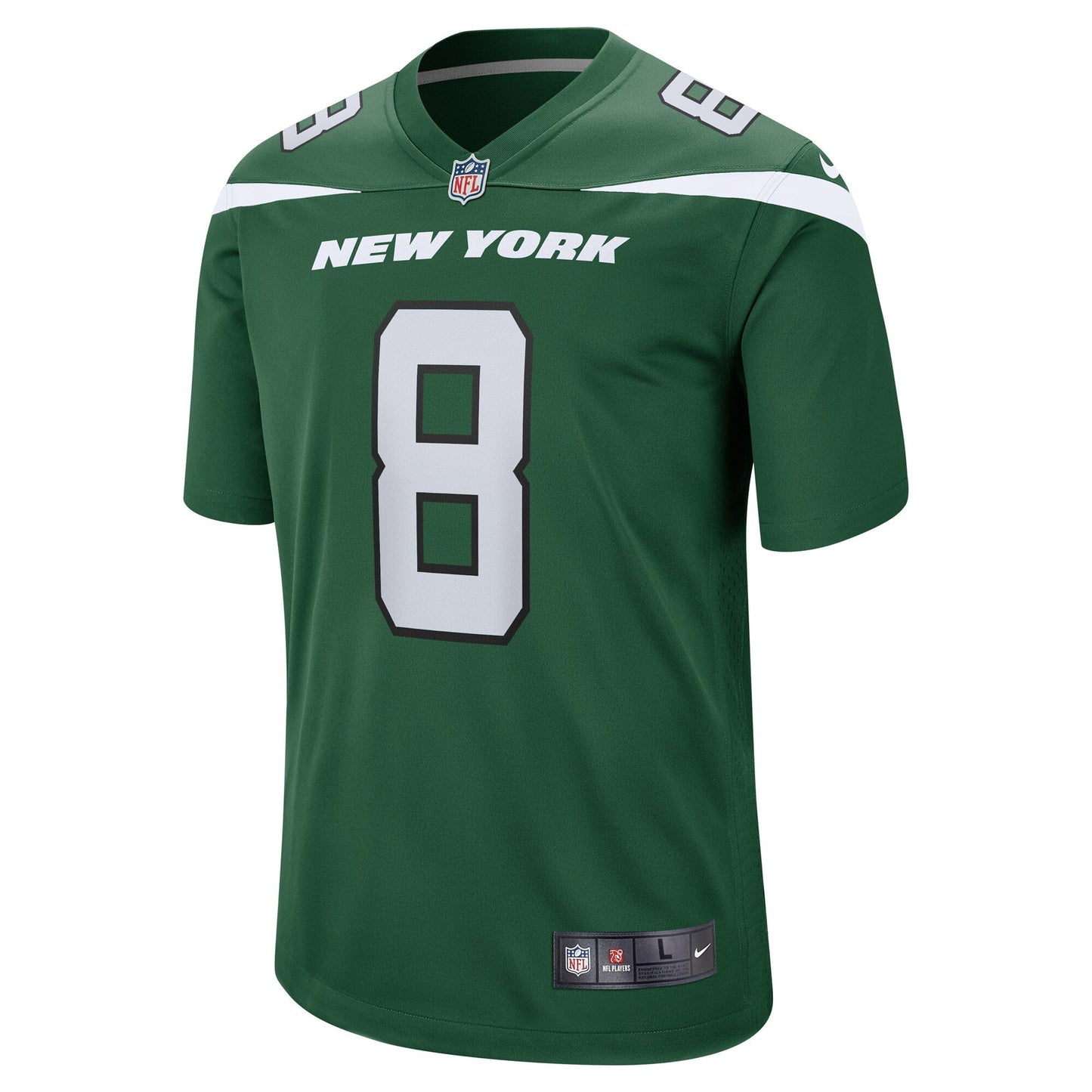 Aaron Rodgers New York Jets Game Jersey - Gotham Green football jersey product view 2