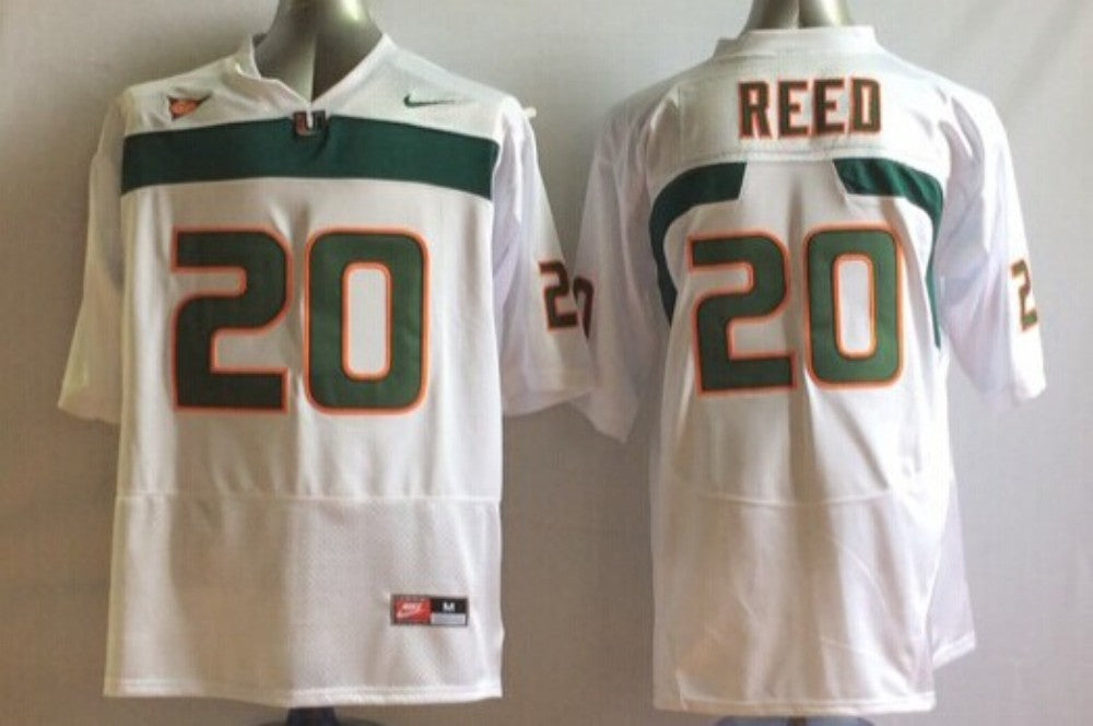 Men's Miami Hurricanes Ed Reed White Team Football Jersey football jersey product view 1