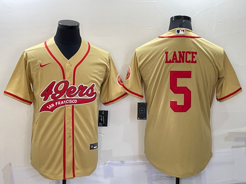 Men's San Francisco 49ers Trey Lance Gold Game Jersey Joint Edition football jersey product view 1