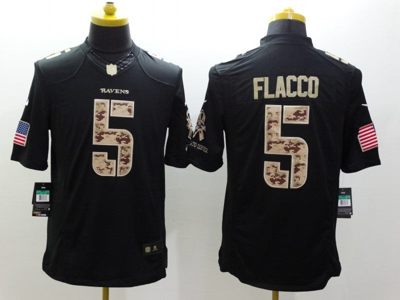 Men's Baltimore Ravens Joe Flacco #5 Black Player Game Jersey1 football jersey product view 1