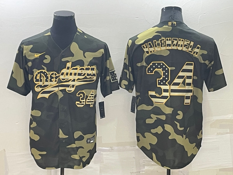 Men's Los Angeles Dodgers Fernando Valenzuela Camouflage Replica Baseball Jersey baseball jersey product view 1