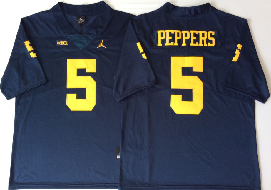 Men's Michigan Wolverines Jabrill Peppers Navy Alumni Player Game Jersey sports jersey product view 1
