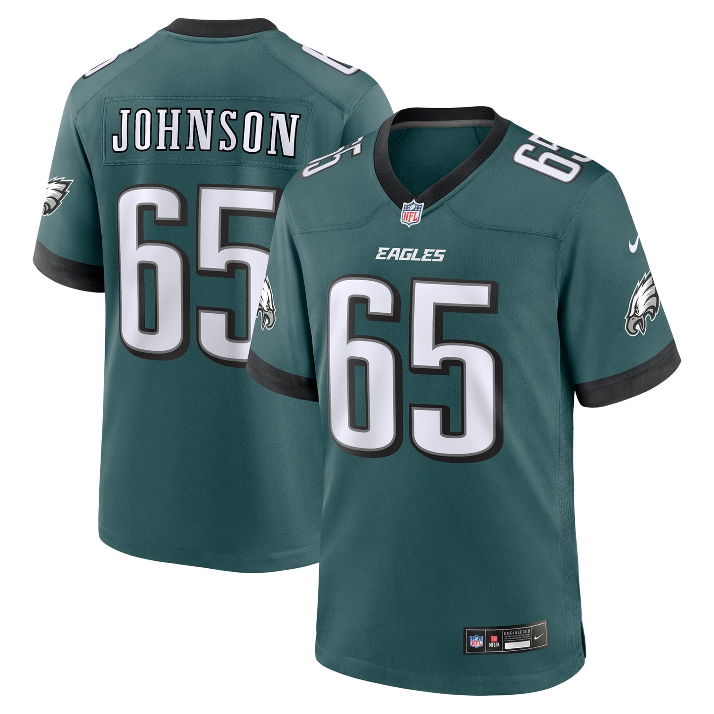 Lane Johnson Philadelphia Eagles Team Game Jersey - Midnight Green football jersey product view 1