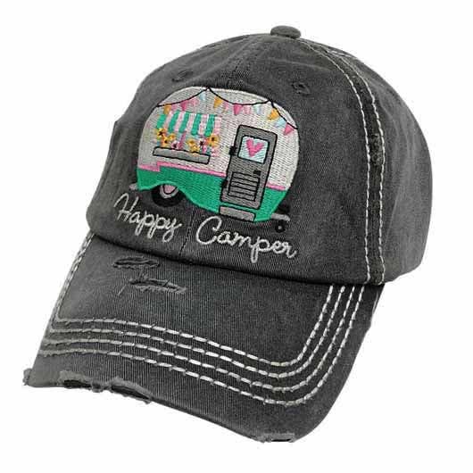 KBV-1276 Happy Camper-Torn Look-Black Unisex T-shirt, Sweatshirt, Hoodie, Long Sleeve Tee - T-Shirt, Sweatshirt, Hoodie