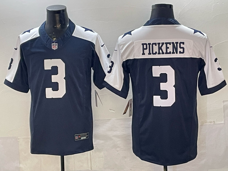 Men's Dallas Cowboys George Pickens #3 Navy Alternate Game Team Jersey football jersey product view 1