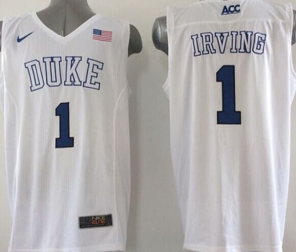 Men's Duke Blue Devils Kyrie Irving #1 White Player Game Jersey sports jersey product view 1