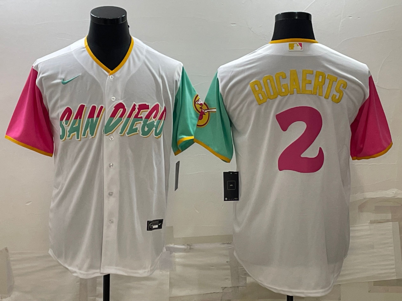 Men's San Diego Padres Xander Bogaerts #2 White City Connect Replica Player Jersey1 baseball jersey product view 1
