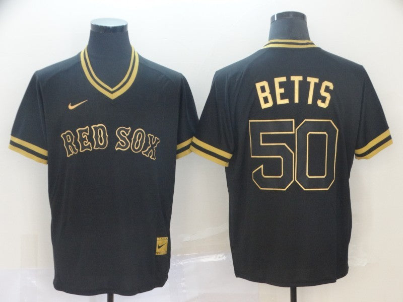 Men's Boston Red Sox Mookie Betts #50 Black Replica Baseball Jersey baseball jersey product view 1