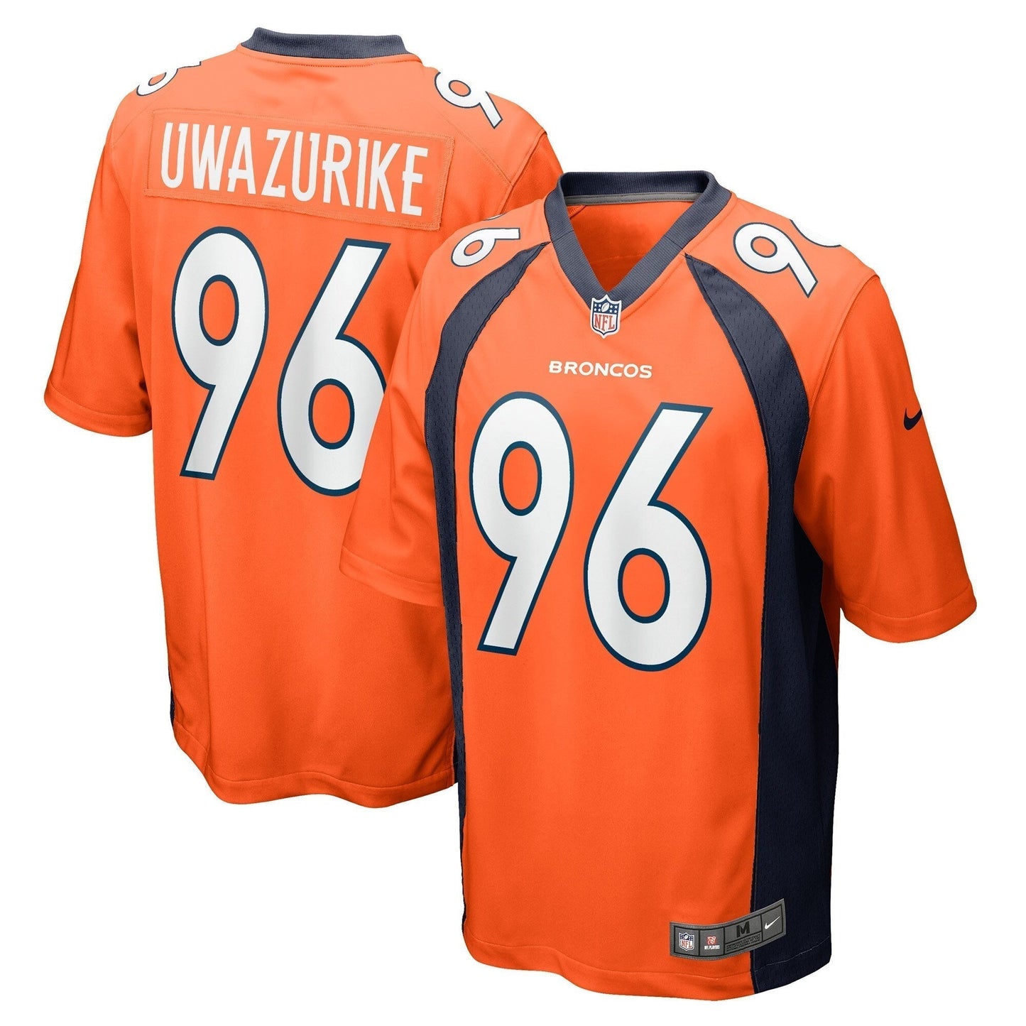 Eyioma Uwazurike Denver Broncos Game Jersey - Orange football jersey product view 1
