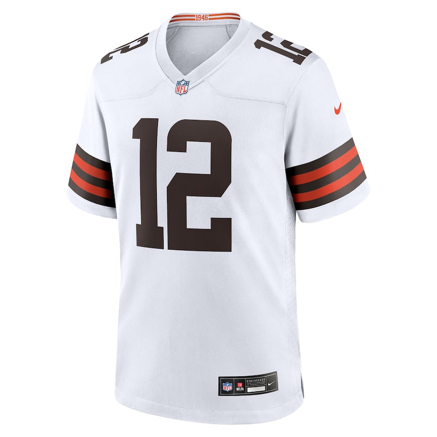 Men's Cleveland Browns Shedeur Sanders White 2025 NFL Draft Game Jersey football jersey product view 2