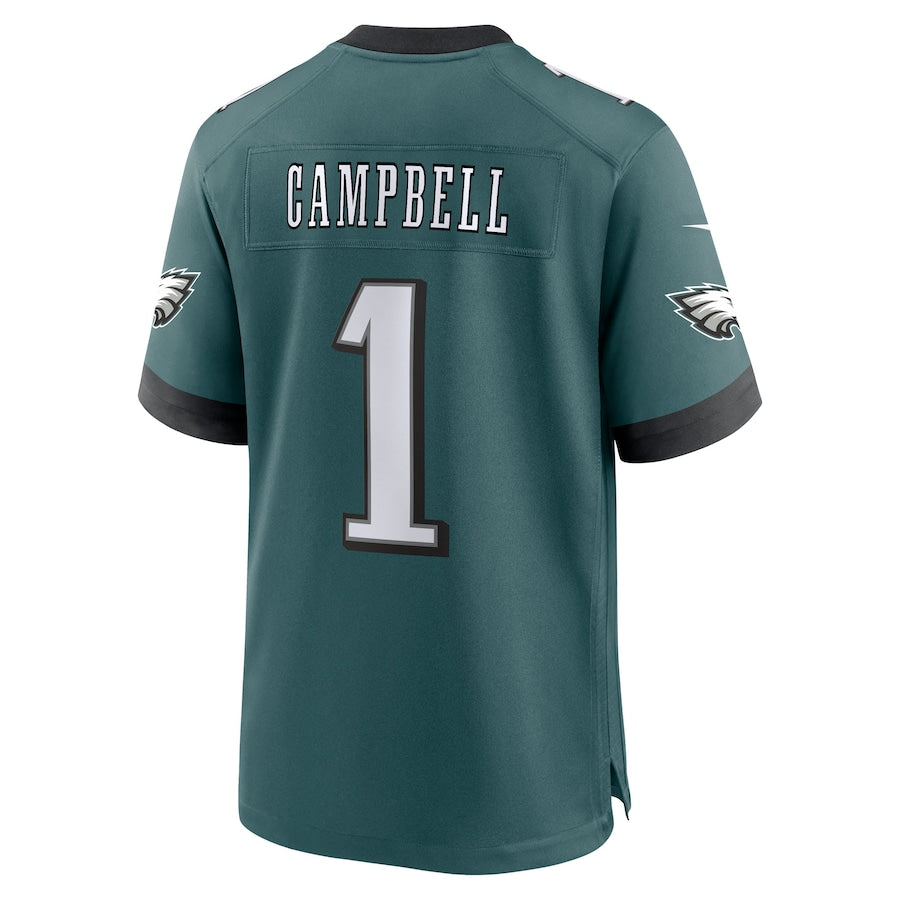 Philadelphia Eagles Jihaad Campbell Green 2025 NFL Draft First Round Pick Game Jersey football jersey product view 3