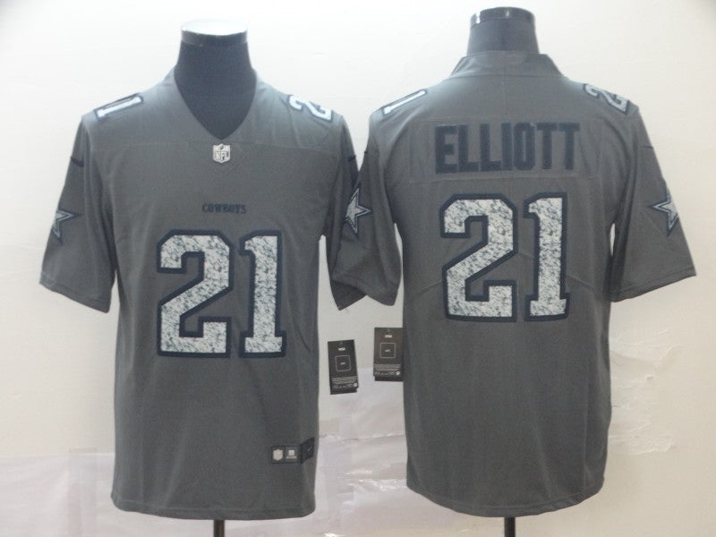 Men's Dallas Cowboys Ezekiel Elliott #21 Gray Player Game Jersey1 football jersey product view 1