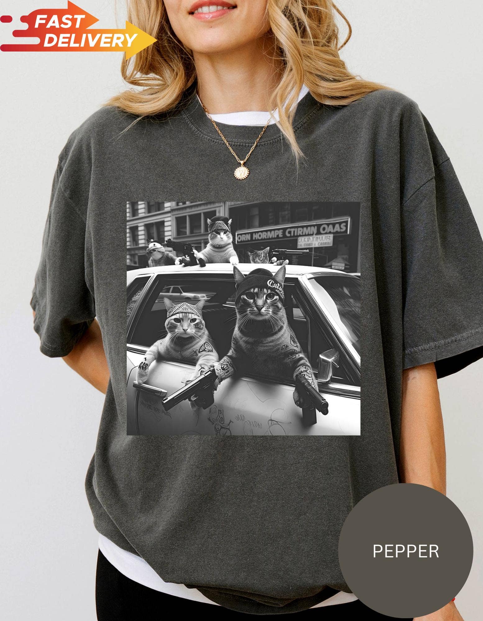 Vintage Funny Cat Gang Sarcastic Unisex Tee Unisex T-shirt, Sweatshirt, Hoodie, Long Sleeve Tee - T-Shirt, Sweatshirt, Hoodie
