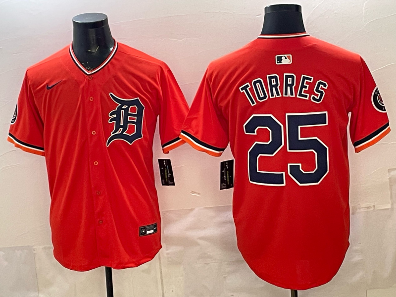 Men's Detroit Tigers Gleyber Torres #25 Orange Alternate Stadium Jersey baseball jersey product view 1