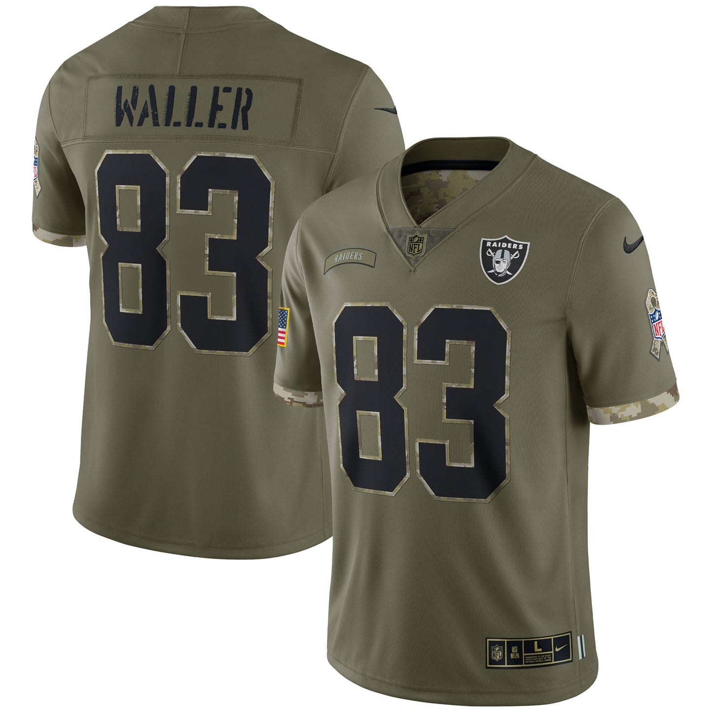Darren Waller Las Vegas Raiders Salute To Service Limited Jersey - Olive football jersey product view 1