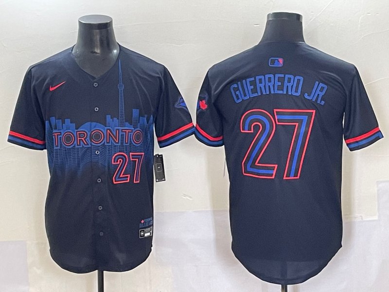 Men's Toronto Blue Jays Vladimir Guerrero Jr. #27 Black 2024 City Connect Limited Player Jersey baseball jersey product view 1