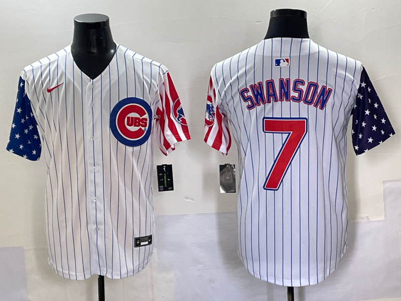Men's Chicago Cubs Dansby Swanson White Game Player Jersey baseball jersey product view 1