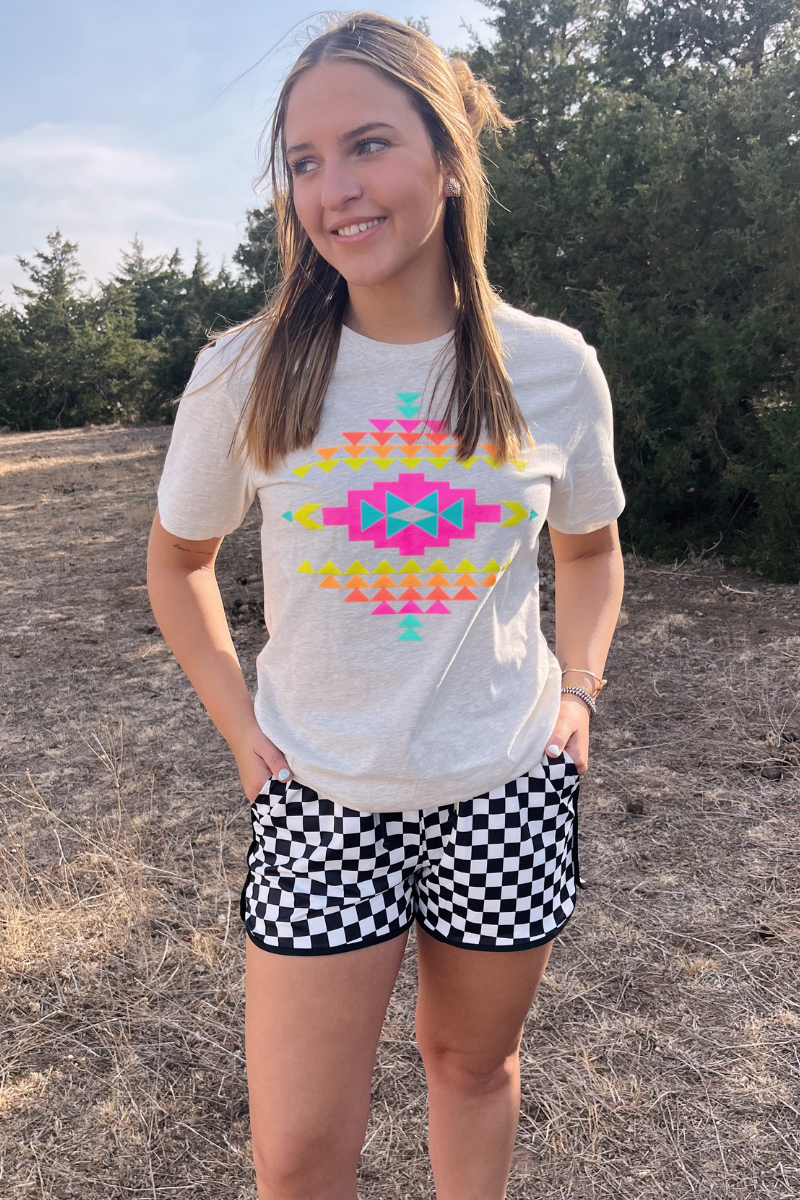 Neon Wild West Aztec Tee Unisex T-shirt, Sweatshirt, Hoodie, Long Sleeve Tee - T-Shirt, Sweatshirt, Hoodie