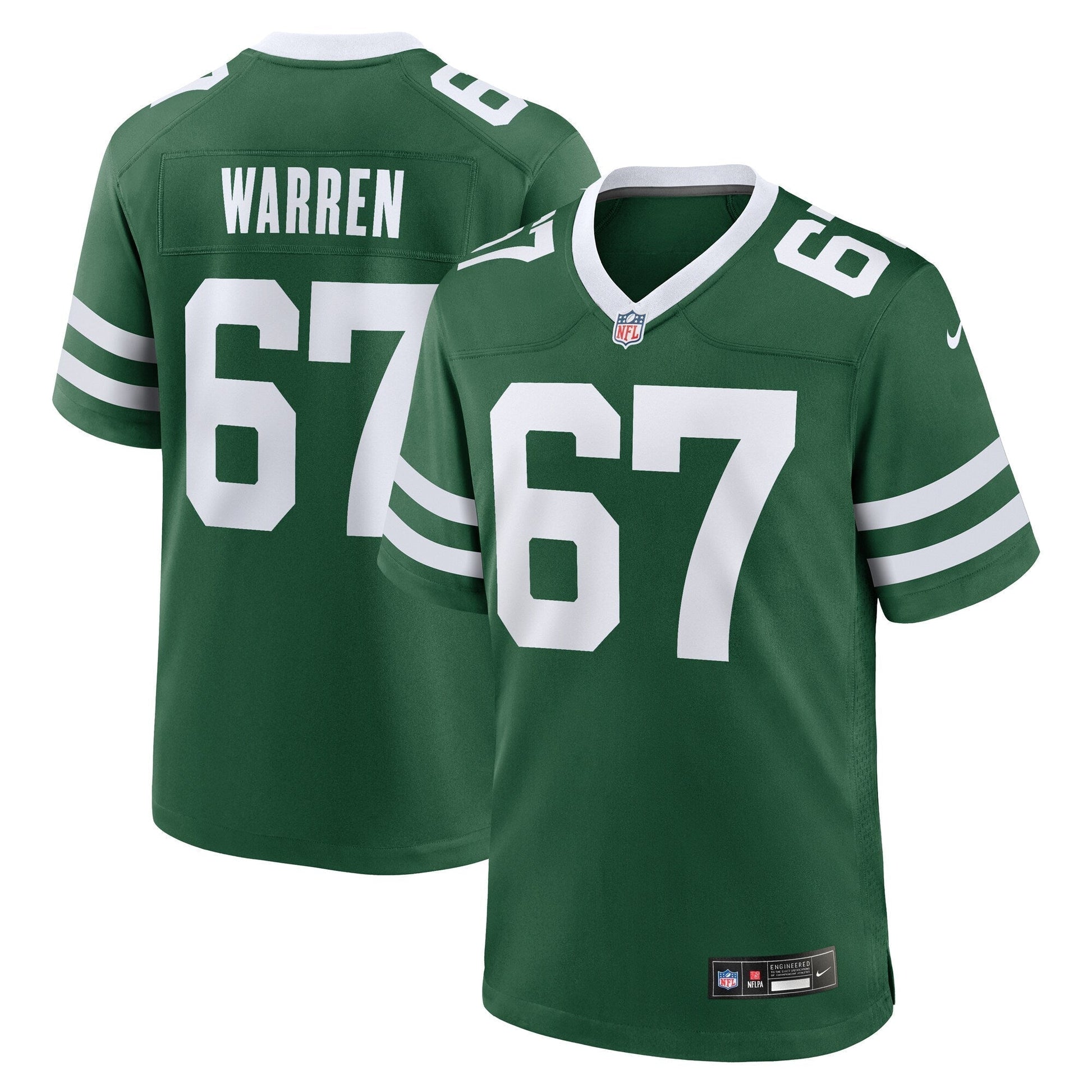Carter Warren New York Jets Team Game Jersey - Legacy Green football jersey product view 1