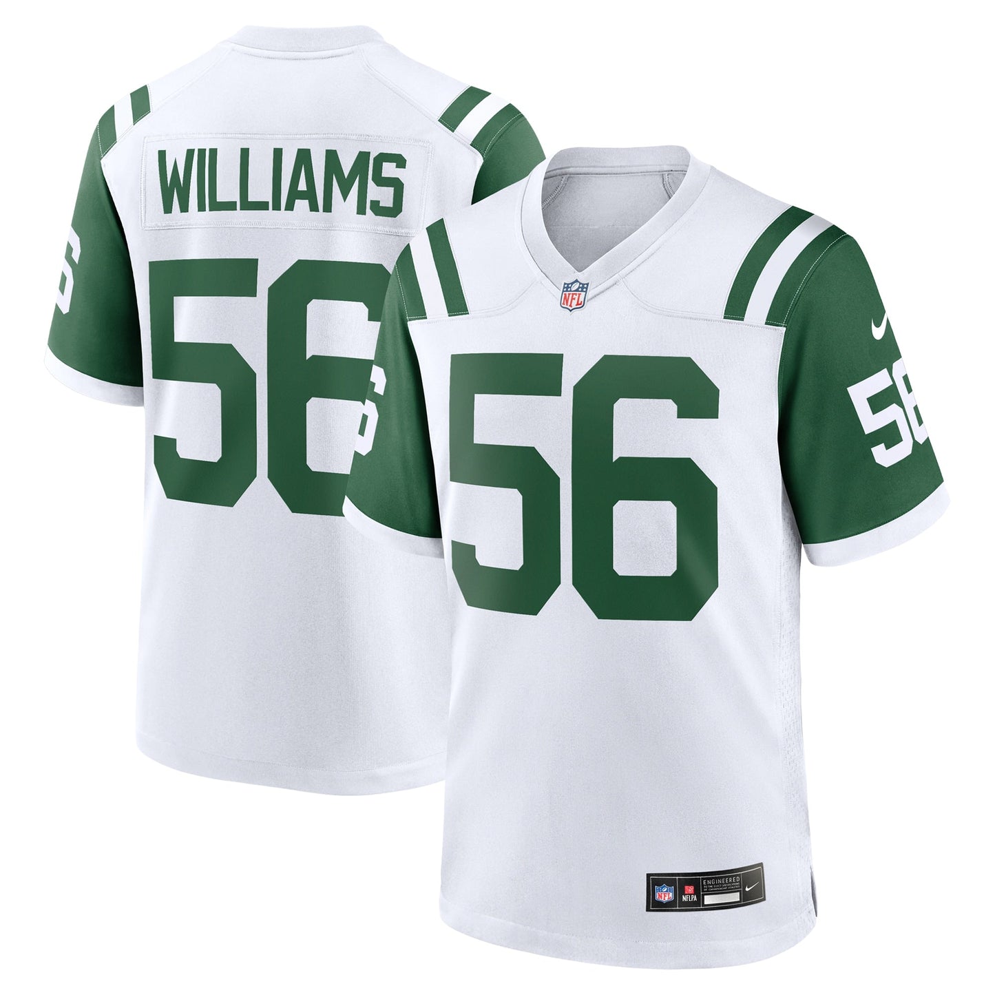 Quincy Williams New York Jets Classic Alternate Game Jersey - White football jersey product view 1
