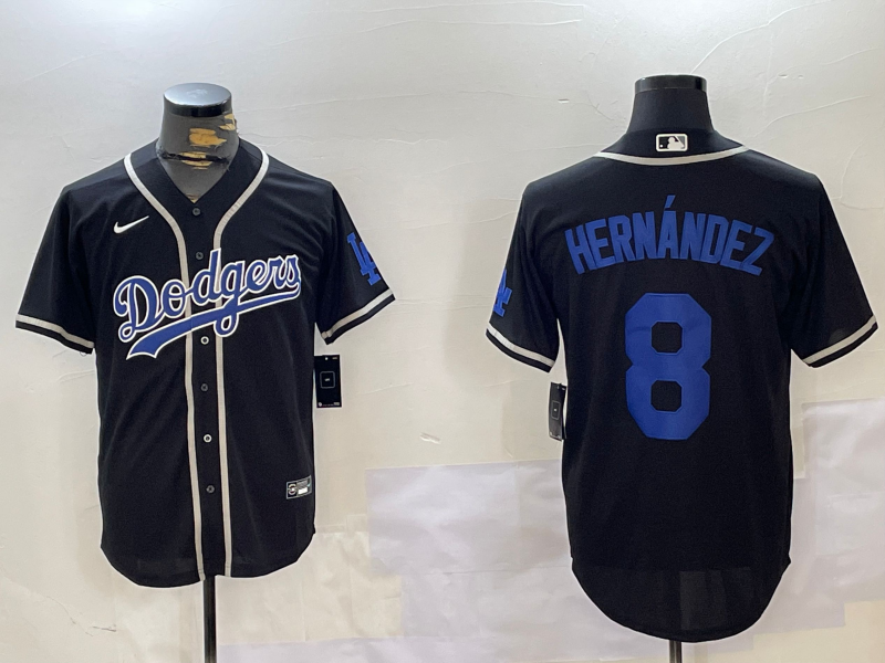 Men's Los Angeles Dodgers Enrique Hernandez #8 Black Replica Game Jersey1 baseball jersey product view 1