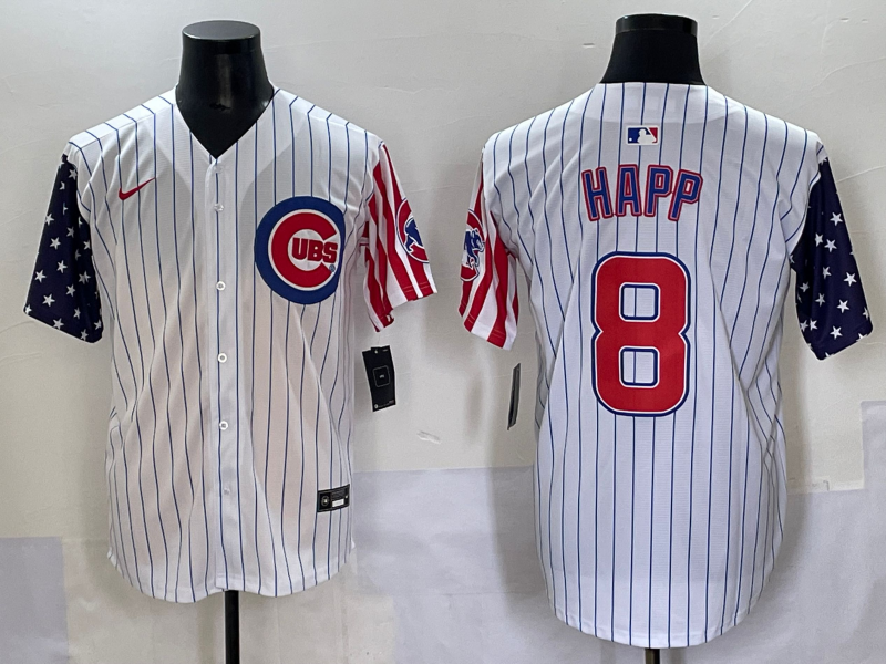 Men's Chicago Cubs Ian Happ #8 White Replica Player Jersey baseball jersey product view 1