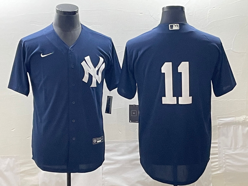 Men's New York Yankees Anthony Volpe #11 Navy Replica Player Name Jersey baseball jersey product view 1