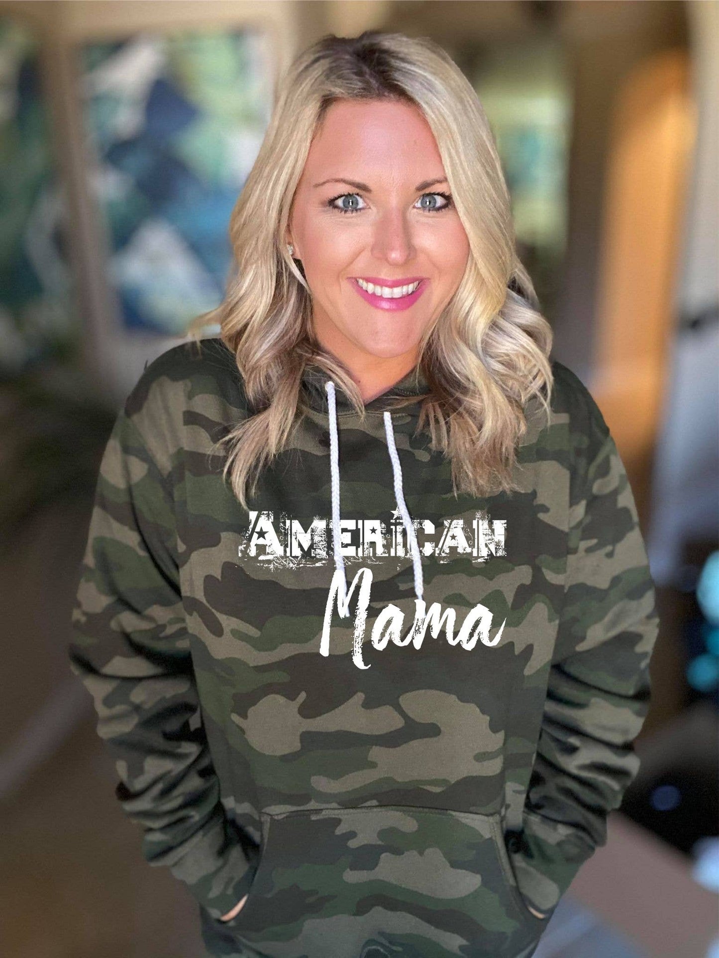 American Mama Camo USA Patriotic Graphic Hoody Unisex T-shirt, Sweatshirt, Hoodie, Long Sleeve Tee - T-Shirt, Sweatshirt, Hoodie