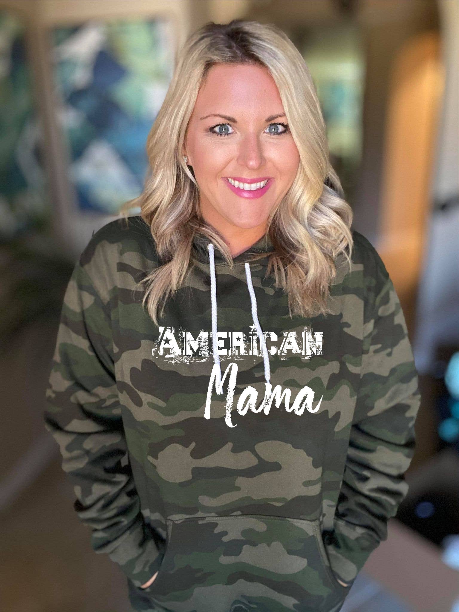 American Mama Camo USA Patriotic Graphic Hoody Unisex T-shirt, Sweatshirt, Hoodie, Long Sleeve Tee - T-Shirt, Sweatshirt, Hoodie
