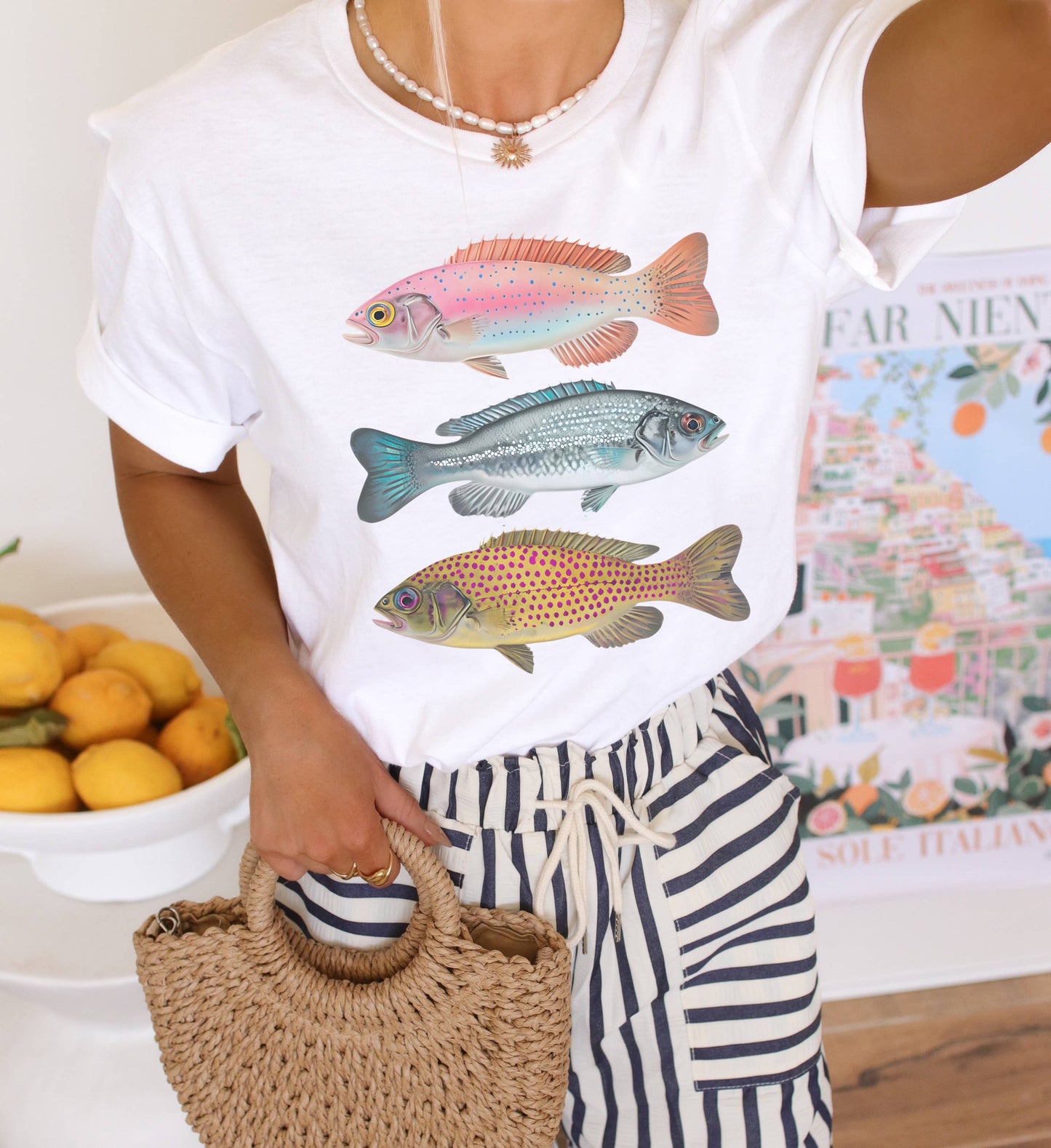 Colorful Sardines Fish Graphic Tee | Summer Tee Unisex T-shirt, Sweatshirt, Hoodie, Long Sleeve Tee - T-Shirt, Sweatshirt, Hoodie