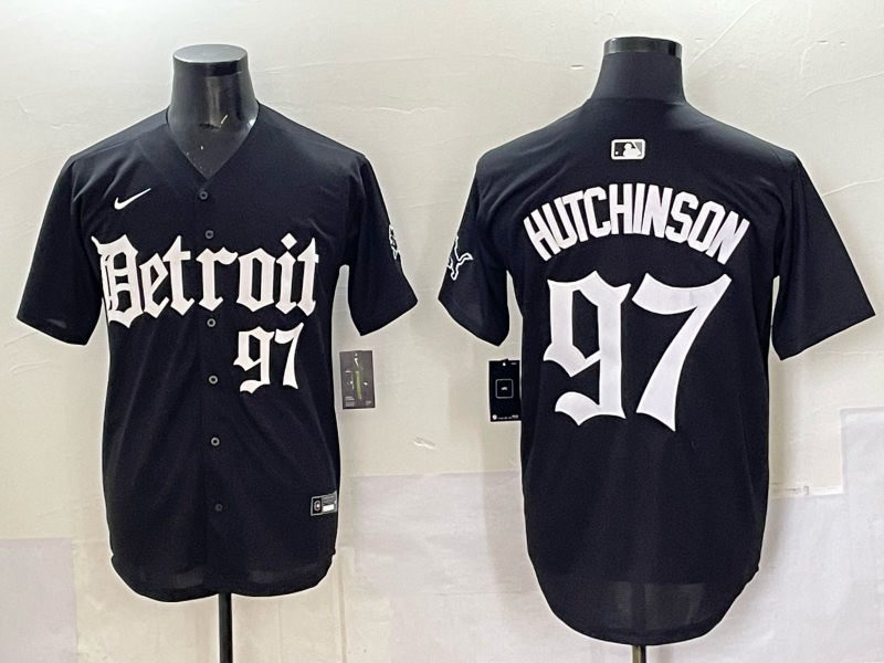 Men's Detroit Lions Aidan Hutchinson Black Game Player Jersey football jersey product view 1