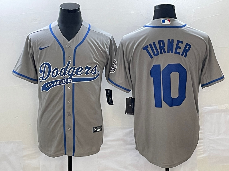 Men's Los Angeles Dodgers Justin Turner #10 Gray Player Jersey1 Joint Edition baseball jersey product view 1