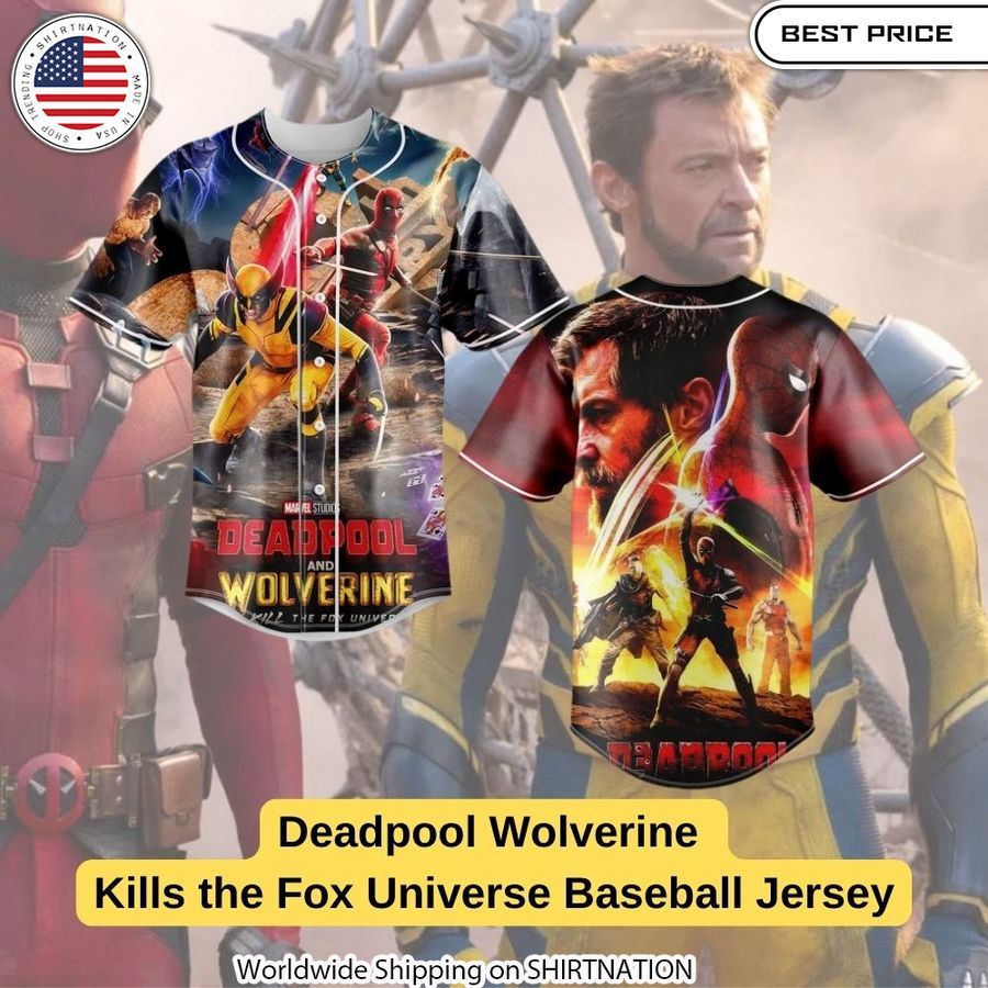 Deadpool Wolverine Kills the Fox Universe Baseball Jersey Unisex T-shirt, Sweatshirt, Hoodie, Long Sleeve Tee - T-Shirt, Sweatshirt, Hoodie