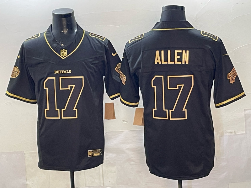 Men's Buffalo Bills Josh Allen #17 Black Game Player Jersey football jersey product view 1