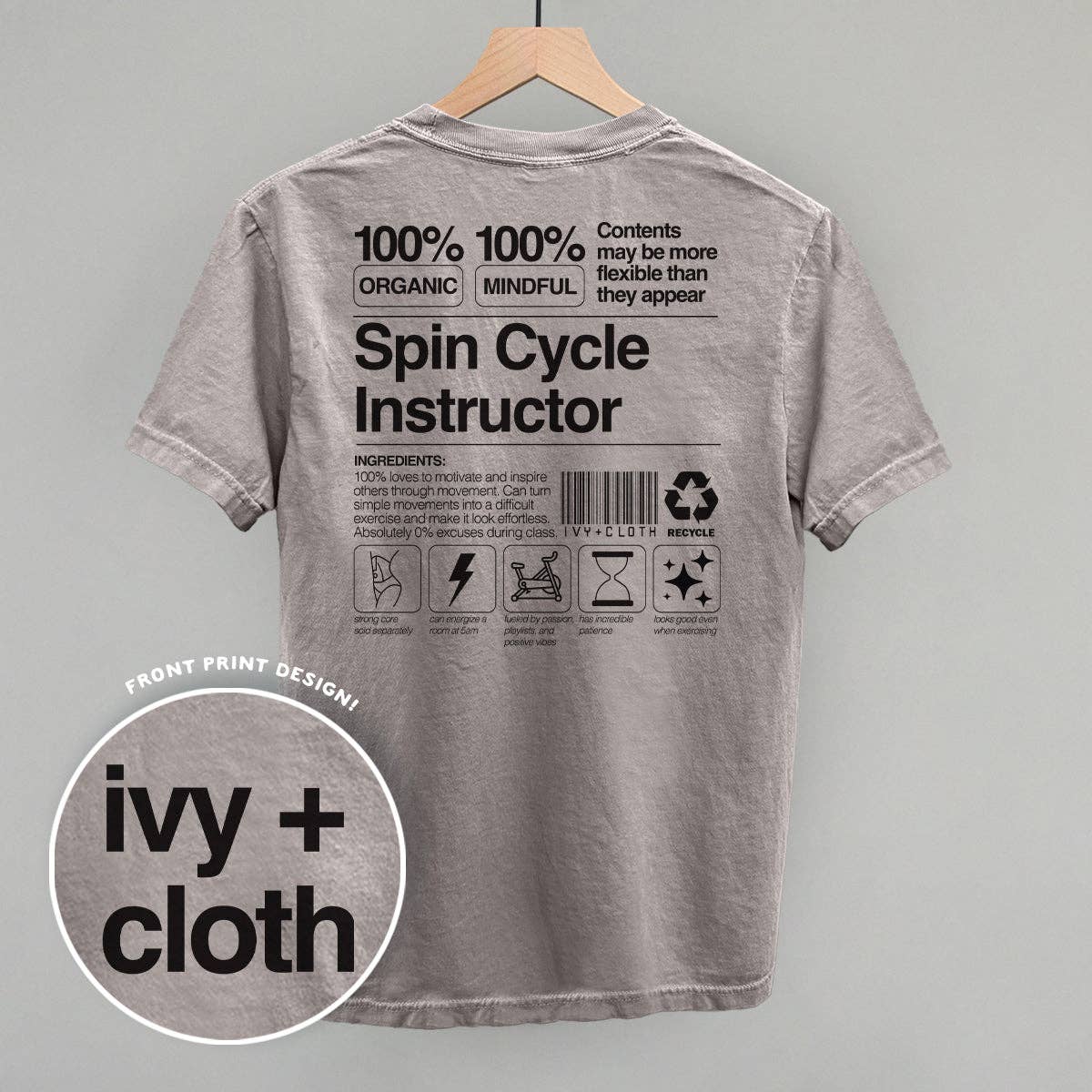 Spin Cycle Instructor Nutrition Facts (Back Print) Unisex T-shirt, Sweatshirt, Hoodie, Long Sleeve Tee - T-Shirt, Sweatshirt, Hoodie