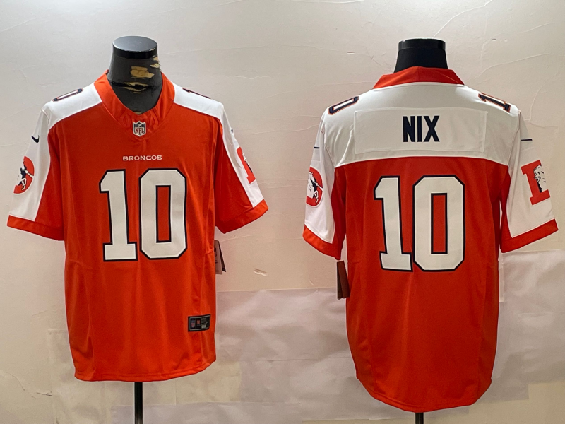 Men's Denver Broncos Bo Nix #10 Orange Player Game Jersey1 football jersey product view 1