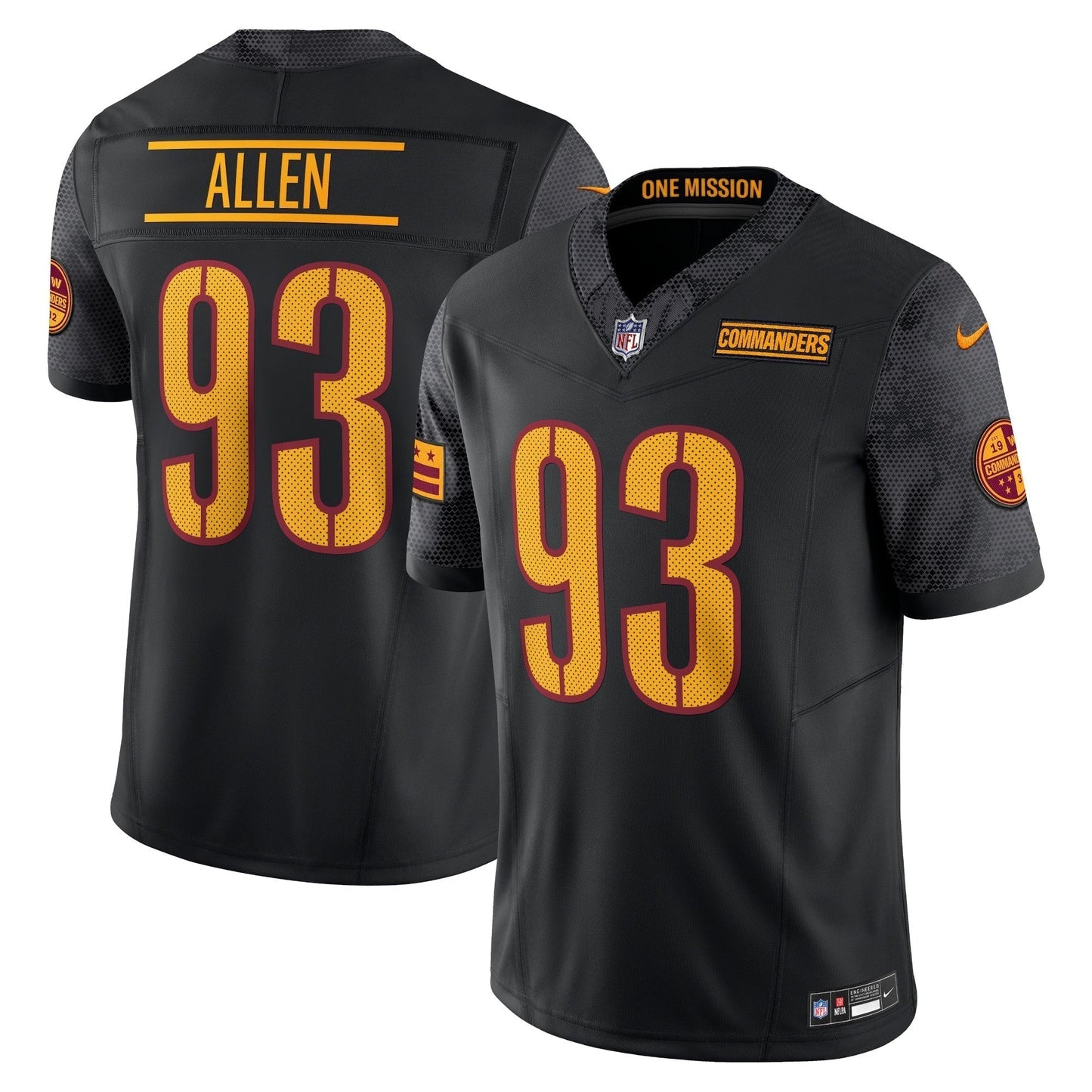 Jonathan Allen Washington Commanders Alternate Vapor F.U.S.E. Limited Jersey - Black football jersey product view 1