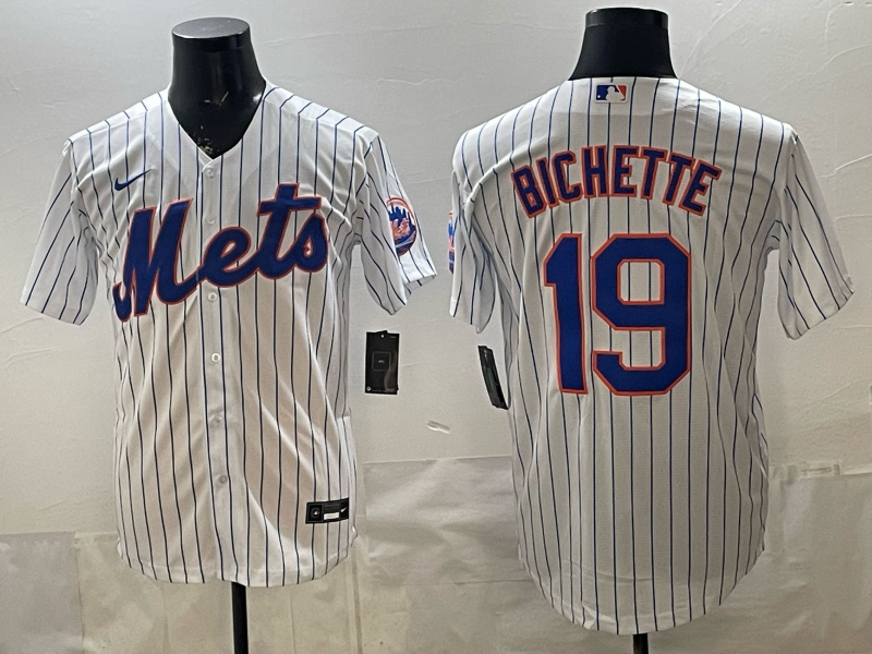 Men's New York Mets Bo Bichette #19 White Home Replica Jersey baseball jersey product view 1
