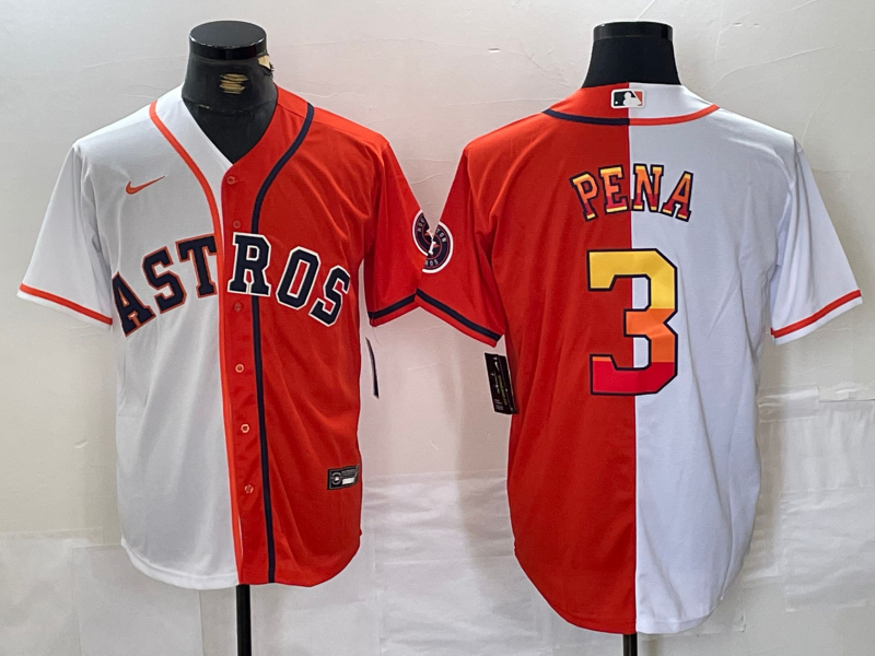 Men's Houston Astros Jeremy Pena White/Orange Replica Player Jersey baseball jersey product view 1