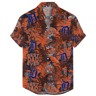 Detroit Tigers #1 Dad Orange Hawaiian Shirt Unisex T-shirt, Sweatshirt, Hoodie, Long Sleeve Tee - T-Shirt, Sweatshirt, Hoodie