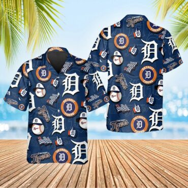 Detroit Tigers Blue Icon Collage Hawaiian Shirt Unisex T-shirt, Sweatshirt, Hoodie, Long Sleeve Tee - T-Shirt, Sweatshirt, Hoodie