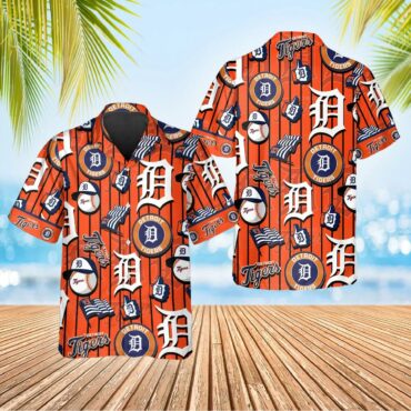 Detroit Tigers Orange Stripe Logo Hawaiian Shirt Unisex T-shirt, Sweatshirt, Hoodie, Long Sleeve Tee - T-Shirt, Sweatshirt, Hoodie