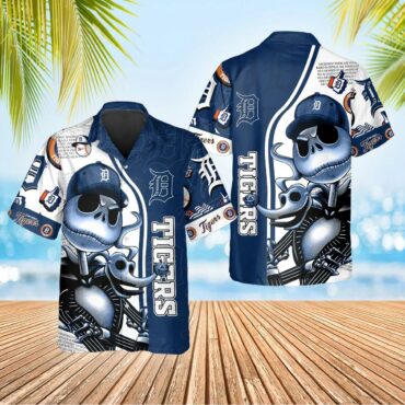 Detroit Tigers Skeleton Mascot Hawaiian Shirt Unisex T-shirt, Sweatshirt, Hoodie, Long Sleeve Tee - T-Shirt, Sweatshirt, Hoodie